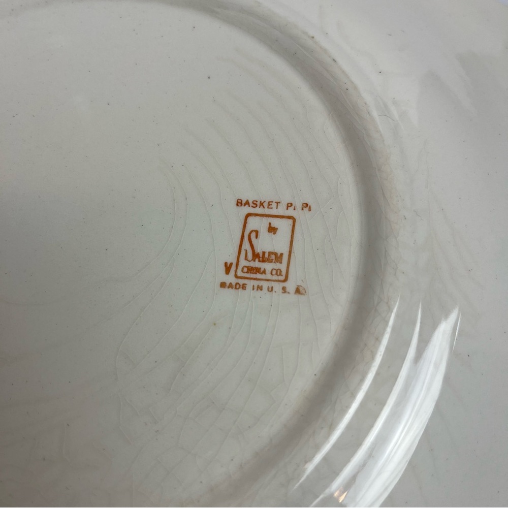 Salem China Co Basket Petitpoint Oval Serving Plate Vintage USA 1940’s Floral - Picture 9 of 9